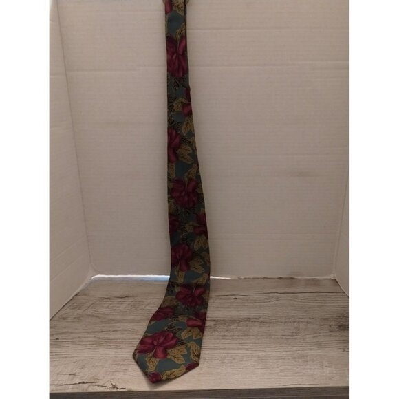 Wembley Floral Print Tie For Men 57" Long Multicolor Polyester - Picture 2 of 3